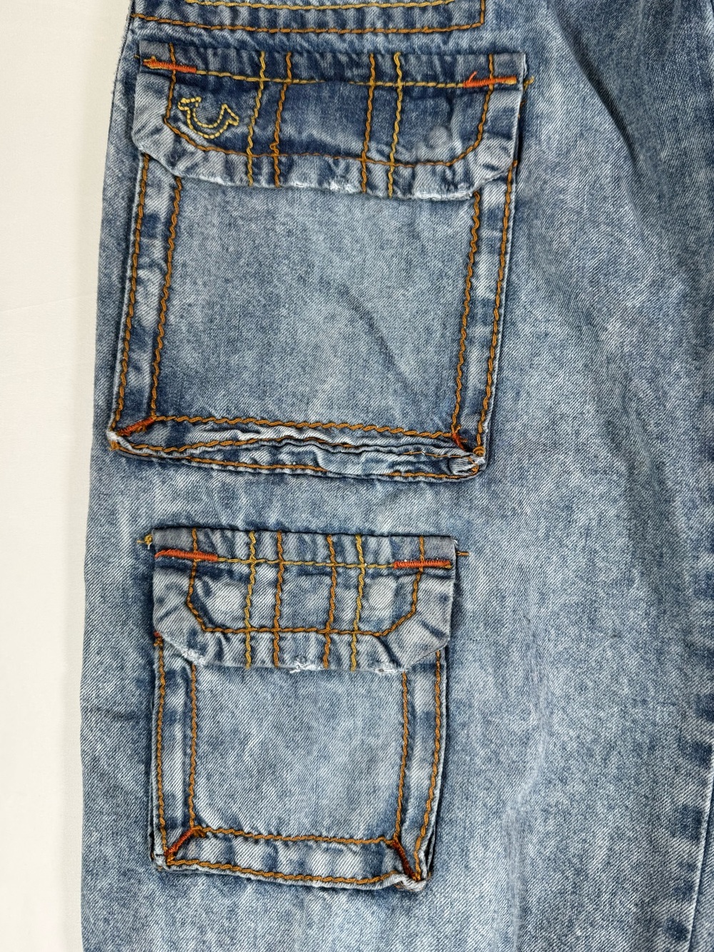 TRUE RELIGION Womens Jessie Super Baggy Cargo Big T Jogger Jeans 28 Y2K Skater - Picture 6 of 16
